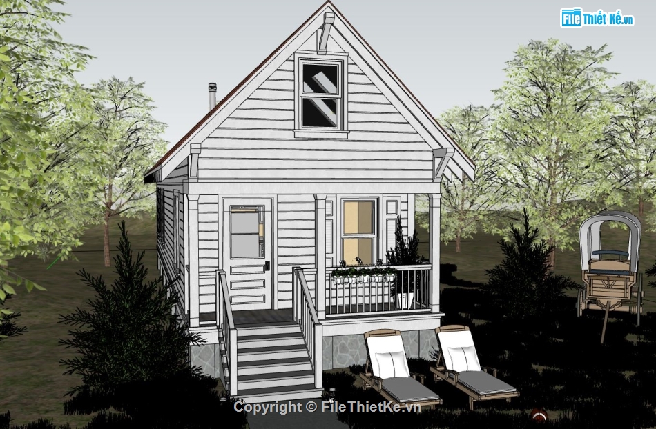nhà cấp 4,phối cảnh nhà cấp 4,nhà cấp 4 nông thôn,nhà cấp 4 sketchup