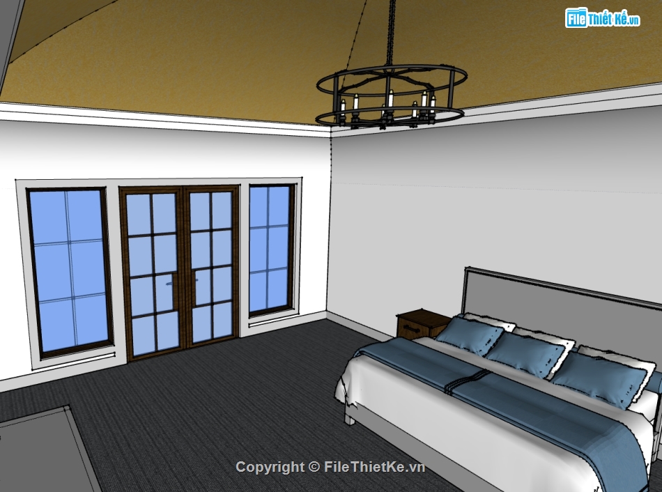 phòng ngủ sketchup,file sketchup phòng ngủ,model su phòng ngủ,phòng ngủ