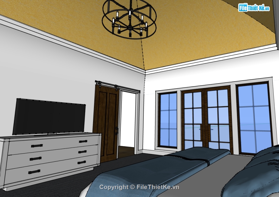 phòng ngủ sketchup,file sketchup phòng ngủ,model su phòng ngủ,phòng ngủ