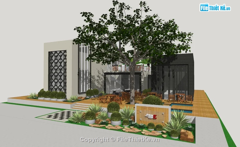 quán cafe,Model quán cafe,cafe sketchup