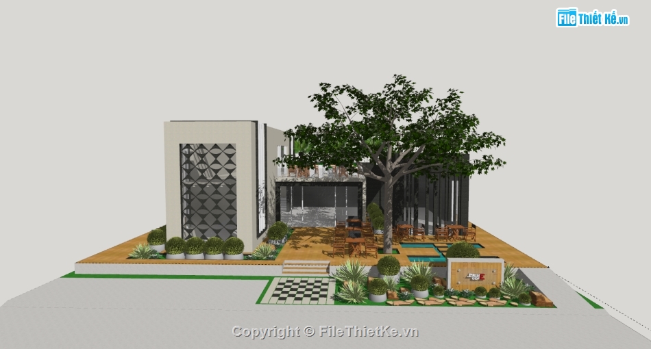 quán cafe,Model quán cafe,cafe sketchup