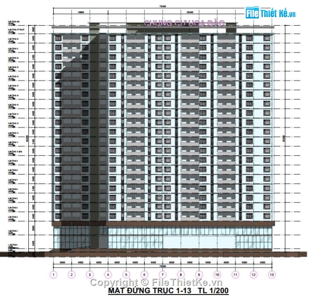 thiết kế chung cư,Chung cư 23 tầng,model chung cư,thiết kế sơ bộ chung cư,revit thiết kế chung cư 23 tầng