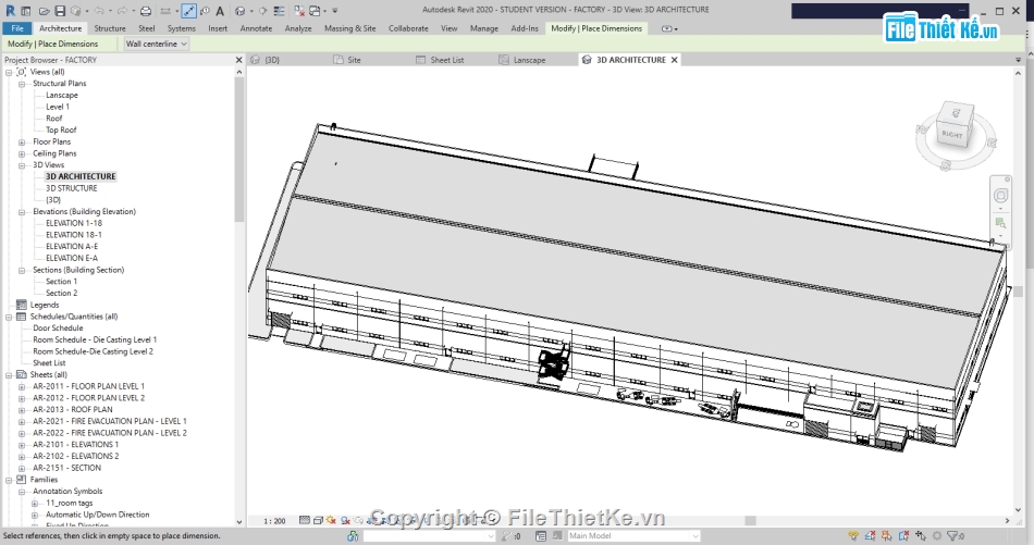 xưởng công nghiệp 16.4x144.5m,Revit nhà công nghiệp,nhà xưởng công nghiệp,Nhà công nghiệp revit,Thiết kế nhà xưởng revit