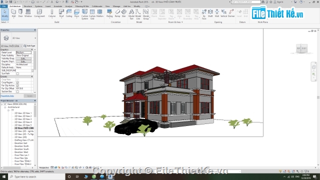 biệt thự hiện đại,biệt thự 2 tầng,file revit biệt thự,biệt thự 2 tầng kích thước 9.6x15m,file cad kiến trúc biệt thự