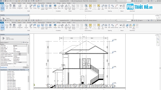 biệt thự hiện đại,biệt thự 2 tầng,file revit biệt thự,biệt thự 2 tầng kích thước 9.6x15m,file cad kiến trúc biệt thự