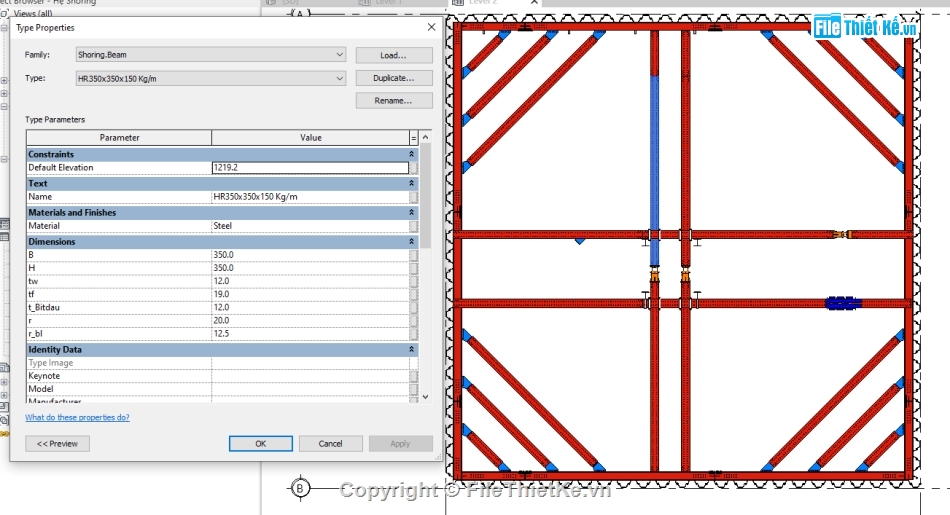 Revit hệ shoring,revit hệ giằng,Model revit hệ shoring,File revit hệ shoring