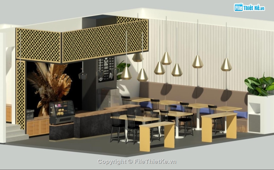 kiến trúc quán cà phê,revit nội thất,revit quán cà phê