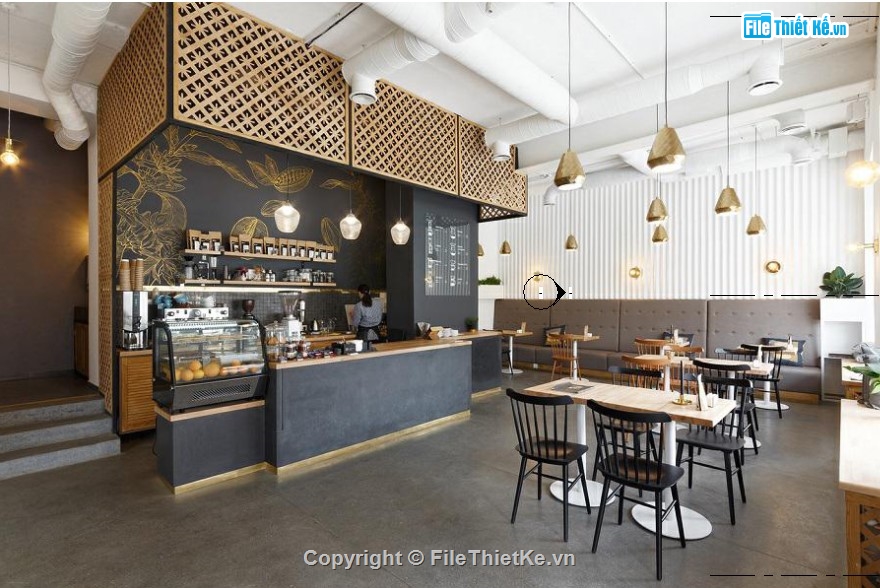 kiến trúc quán cà phê,revit nội thất,revit quán cà phê