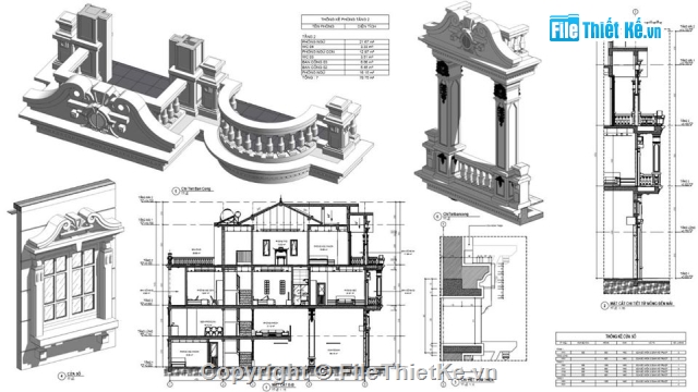 cửa cổ điển,hành lang,lan can tân cổ điển,revit tân cổ điển,revit