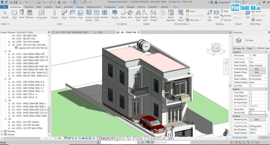 nhà phố  2 tầng,2 tầng,nhà hàng  2 tầng,Nhà phố 2 tầng 8x18.17m,Revit nhà phố 2 tầng