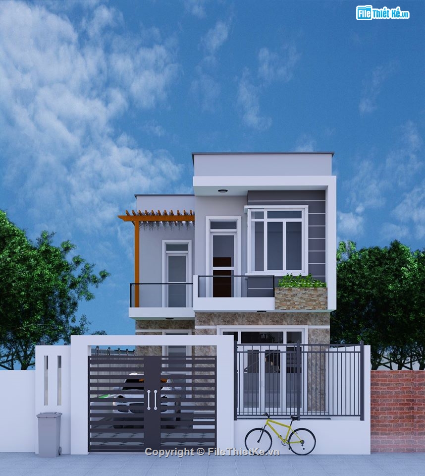nhà phố  2 tầng,2 tầng,nhà hàng  2 tầng,Nhà phố 2 tầng 8x18.17m,Revit nhà phố 2 tầng