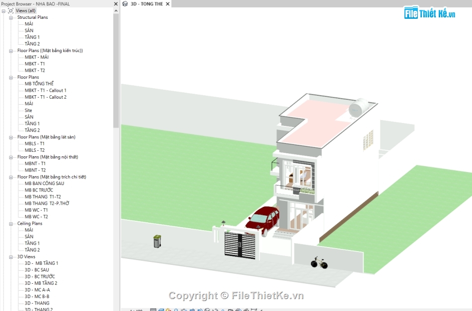 nhà phố  2 tầng,2 tầng,nhà hàng  2 tầng,Nhà phố 2 tầng 8x18.17m,Revit nhà phố 2 tầng