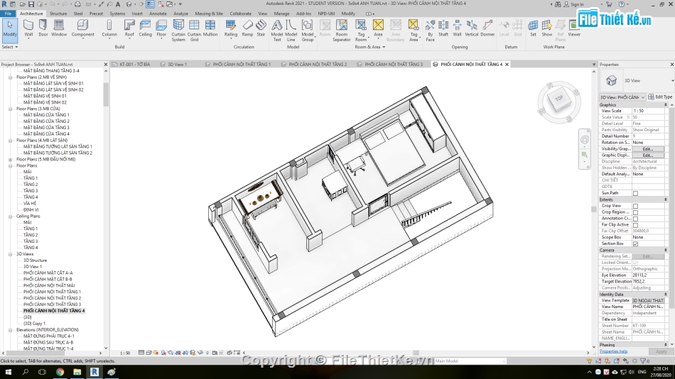 Nhà phố hiện đại 4 tầng,revit nhà phố 4 tầng 5x9m,mẫu nhà phố 4 tầng,bản vẽ nhà phố 4 tầng,kiến trúc nhà phố 4 tầng,Nhà 4 tầng full kiến trúc