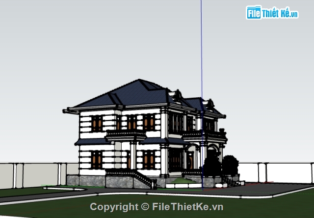 biệt thự 2 tầng,biệt thự villa,phối cảnh biệt thự phố,sketchup biệt thự