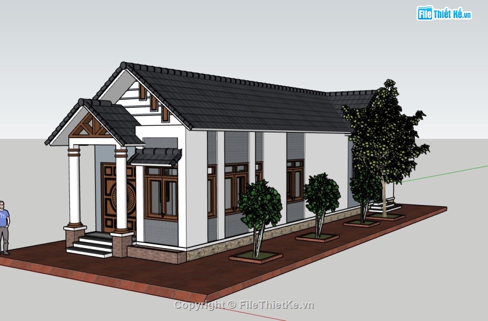 mẫu nhà cấp 4,sketchup nhà cấp 4,model su nhà cấp 4