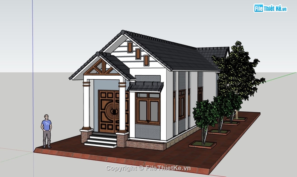 mẫu nhà cấp 4,sketchup nhà cấp 4,model su nhà cấp 4