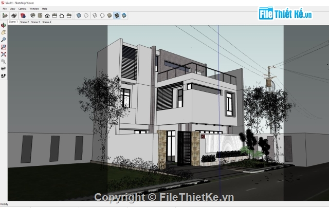 Sketchup biệt thự phố,su nhà phố,biệt thự Sketchup,Sketchup Vila,Vila,biệt thự