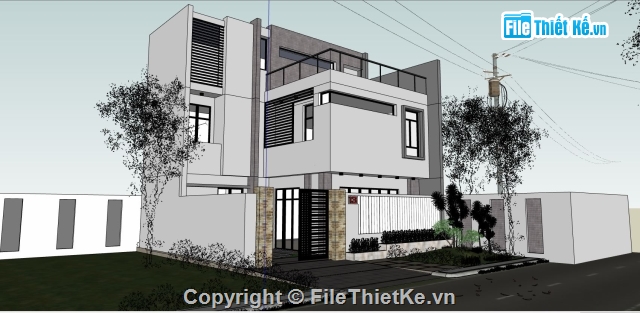 Sketchup biệt thự phố,su nhà phố,biệt thự Sketchup,Sketchup Vila,Vila,biệt thự