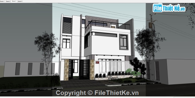 Sketchup biệt thự phố,su nhà phố,biệt thự Sketchup,Sketchup Vila,Vila,biệt thự