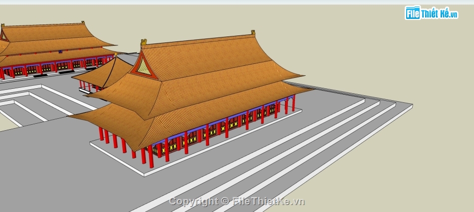 Sketchup chùa,File su chùa cổ,model chùa,sketchup 2 mẫu chùa,dựng 2 mẫu chùa su