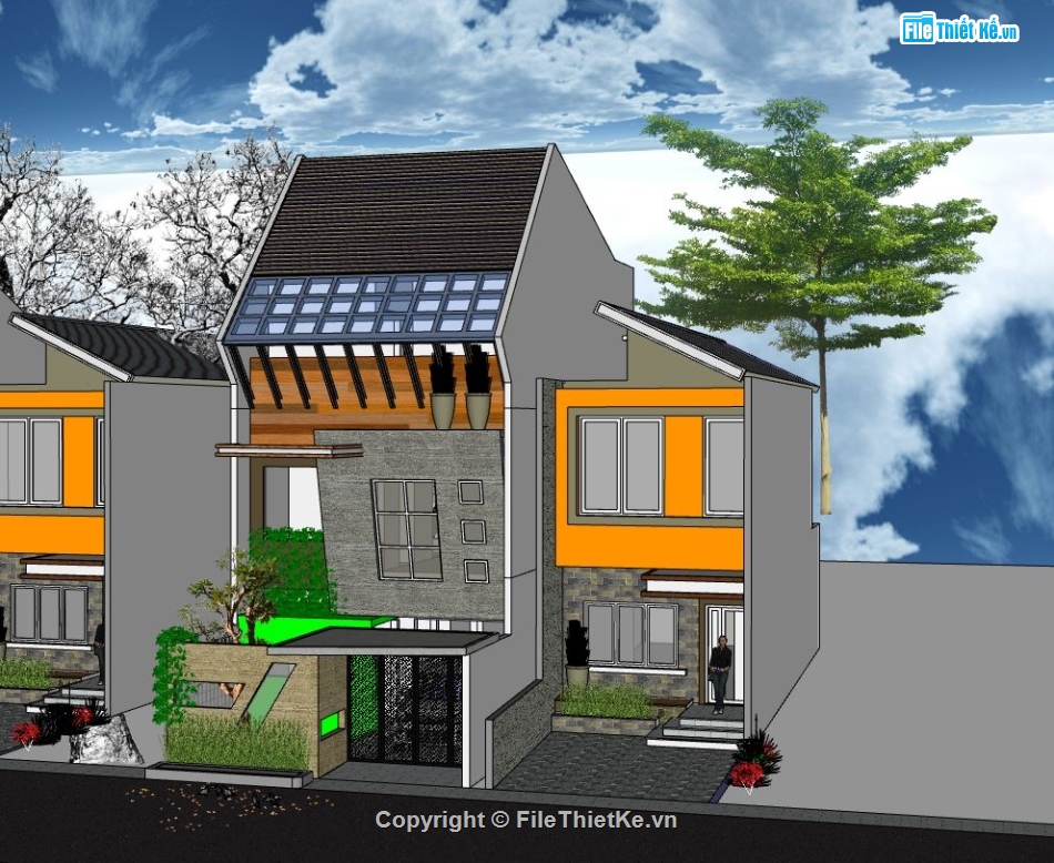 mẫu nhà phố hiện đại,Model sketchup nhà phố,file su nhà phố,nhà phố sketchup
