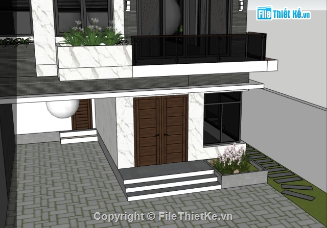 Sketchup Villa,Sketchup 3 tầng,Sketchup biệt thự 3 tâng,sketchup mẫu nhà phố 3 tầng,biệt thự 3 tầng đẹp