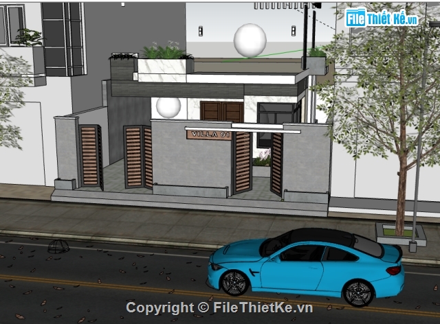 Sketchup Villa,Sketchup 3 tầng,Sketchup biệt thự 3 tâng,sketchup mẫu nhà phố 3 tầng,biệt thự 3 tầng đẹp