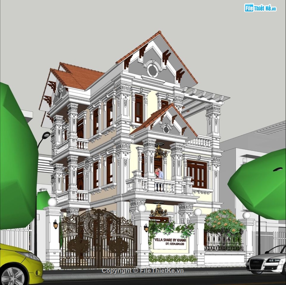 biệt thự 3 tầng,biệt thự 3 tầng SU,su biệt thự 3 tầng,File su biệt thự