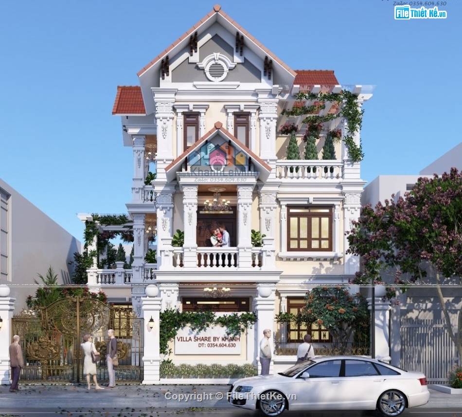 biệt thự 3 tầng,biệt thự 3 tầng SU,su biệt thự 3 tầng,File su biệt thự
