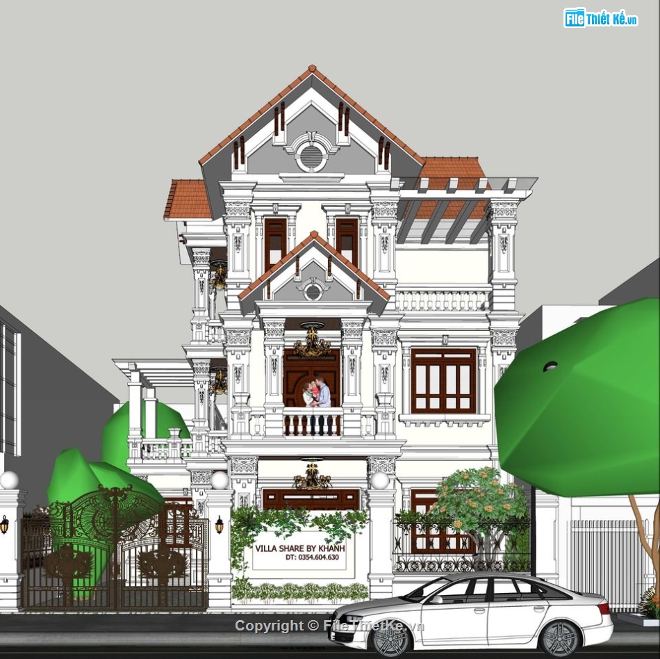 biệt thự 3 tầng,biệt thự 3 tầng SU,su biệt thự 3 tầng,File su biệt thự
