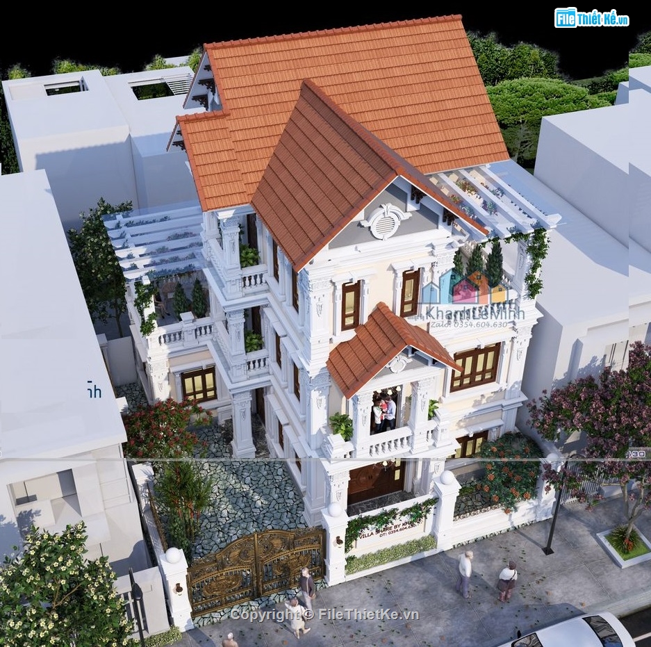 biệt thự 3 tầng,biệt thự 3 tầng SU,su biệt thự 3 tầng,File su biệt thự