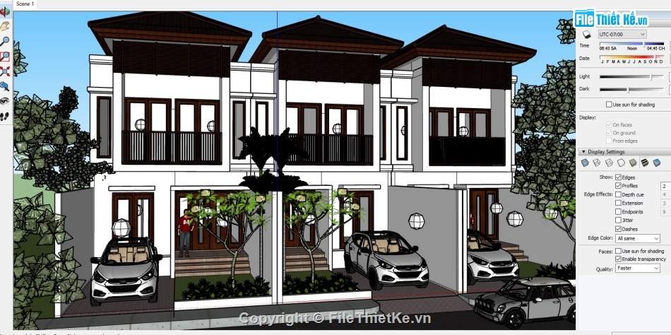 Model Sketchup 2015 Nhà phố 2 tầng liền kề