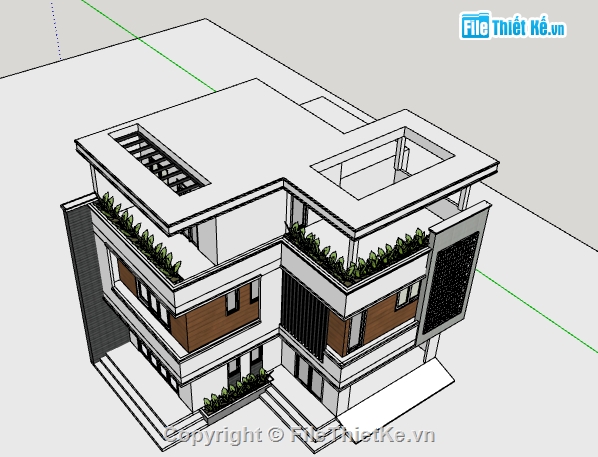 biệt thự 2 tầng,ngoại thất biệt thự su,biệt thự su,sketchup biệt thự