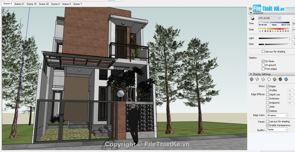 Su biệt thự 2 tầng,su biệt thự 3 tầng,biệt thự 3 tầng su,Sketchup 2017 biệt thự 3 tầng 6x15m