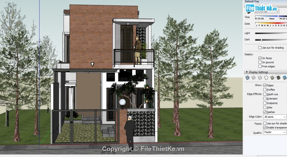 Su biệt thự 2 tầng,su biệt thự 3 tầng,biệt thự 3 tầng su,Sketchup 2017 biệt thự 3 tầng 6x15m