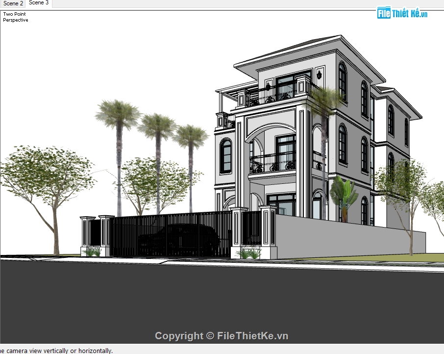 biệt thự 3 tầng,ngoại thất biệt thự su,file su biệt thự,file sketchup biệt thự 3 tầng