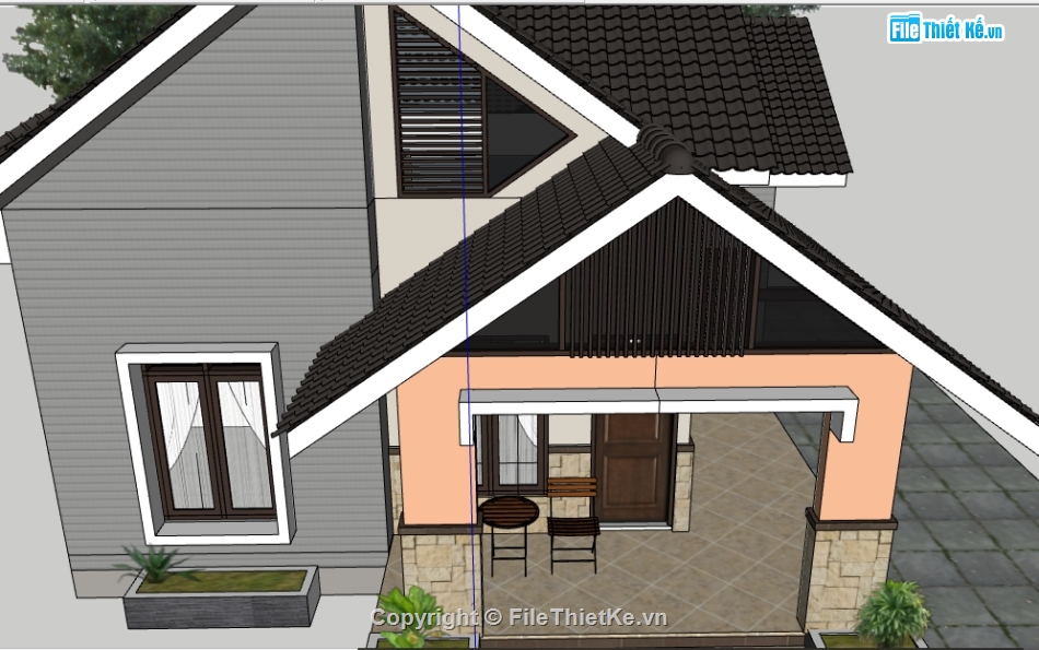 su biệt thự nhà vườn,sketchup biệt thự 1 tầng,sketchup biệt thự vườn,sketchup biệt thự nhà vườn