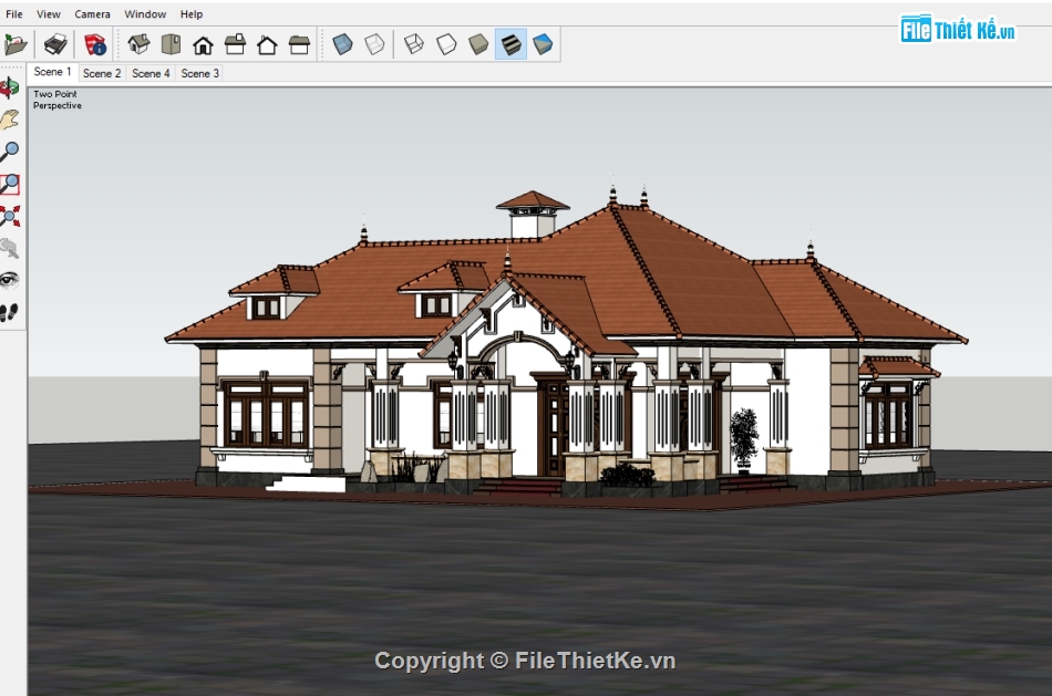 biệt thự 1 tầng,biệt thự vườn,sketchup biệt thự 1 tầng,su biệt thự 1 tầng,su biệt thự vườn 1 tầng