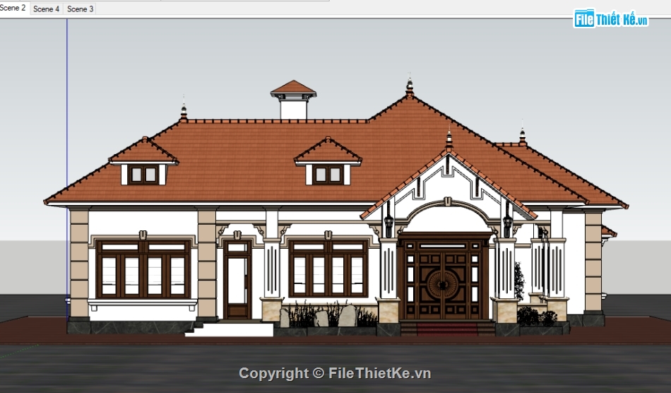 biệt thự 1 tầng,biệt thự vườn,sketchup biệt thự 1 tầng,su biệt thự 1 tầng,su biệt thự vườn 1 tầng