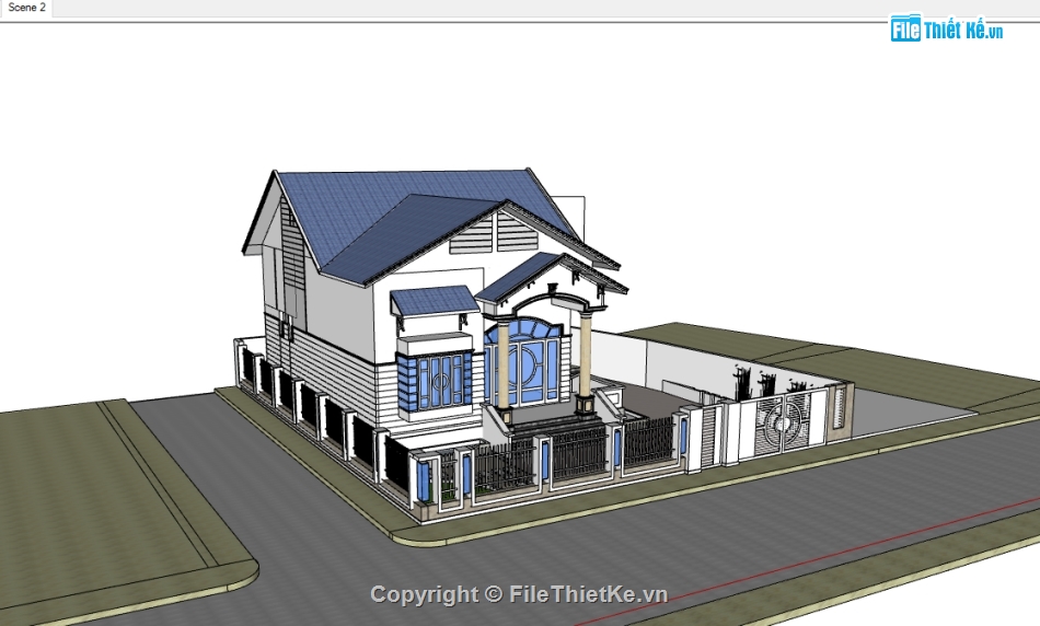 biệt thự vườn,Sketchup biệt thự hiện đại,biệt thự hiện đại,Sketchup biệt thự vườn