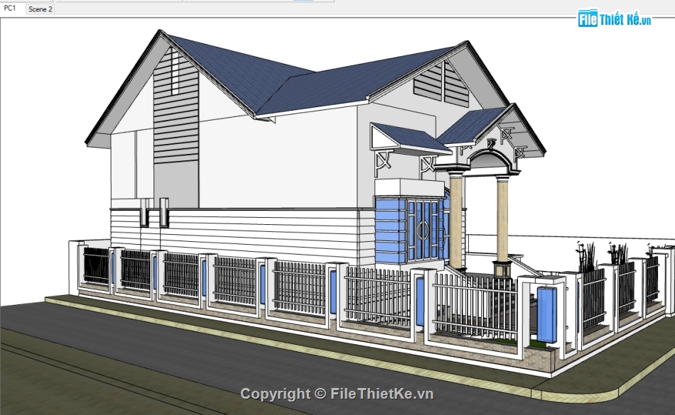 biệt thự vườn,Sketchup biệt thự hiện đại,biệt thự hiện đại,Sketchup biệt thự vườn