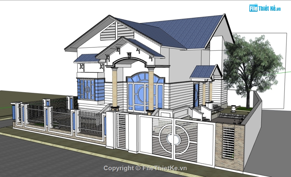 biệt thự vườn,Sketchup biệt thự hiện đại,biệt thự hiện đại,Sketchup biệt thự vườn