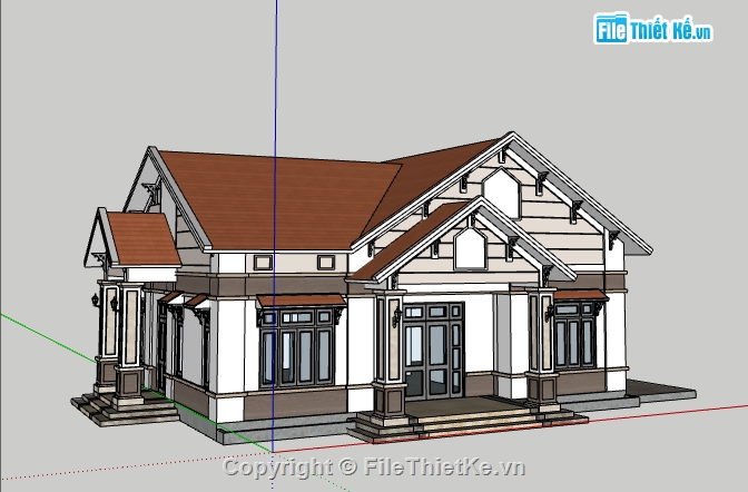 biệt thự 1 tầng,su biệt thự,file su biệt thự,su biệt thự vườn,Sketchup biệt thự 1 tầng