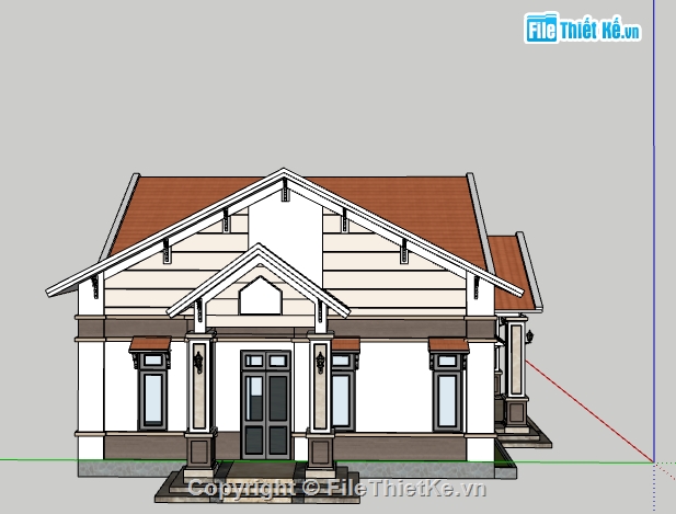 biệt thự 1 tầng,su biệt thự,file su biệt thự,su biệt thự vườn,Sketchup biệt thự 1 tầng