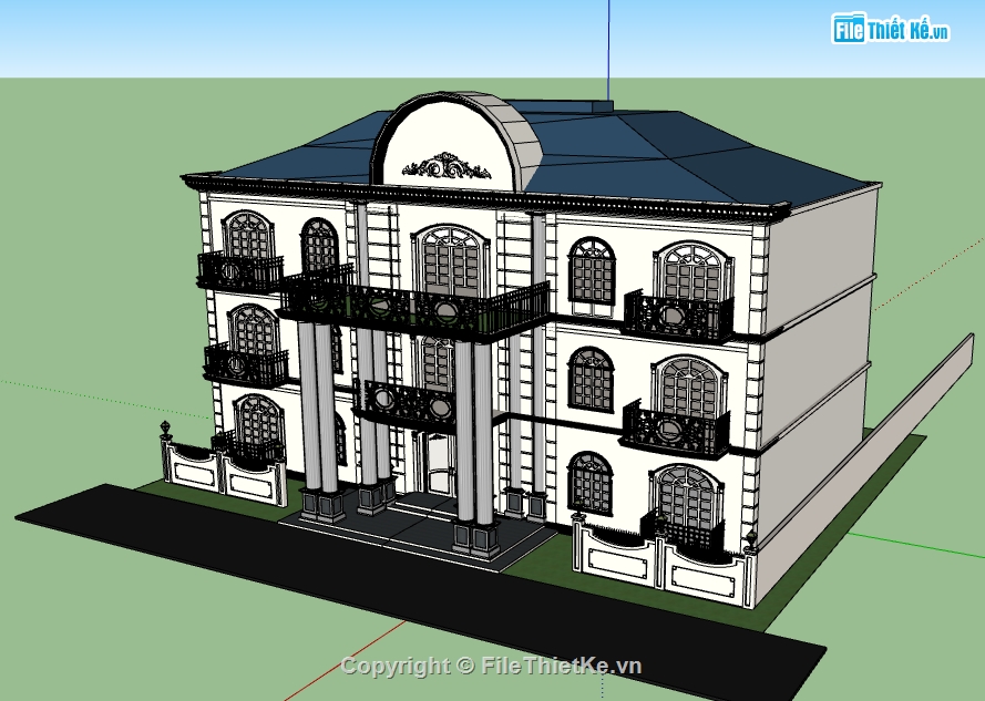 biệt thự 3 tầng,file sketchup biệt thự 3 tầng,sketchup biệt thự 3 tầng,Model Sketchup biệt thự 3 tầng