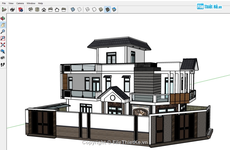 biệt thự 2 tầng,nhà biệt thự,Sketchup