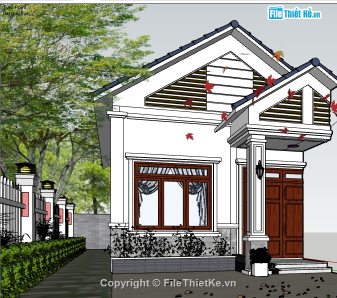 sketchup nhà cấp 4,su biệt thự vườn 1 tầng,su biệt thự vườn,Su Nhà cấp 4