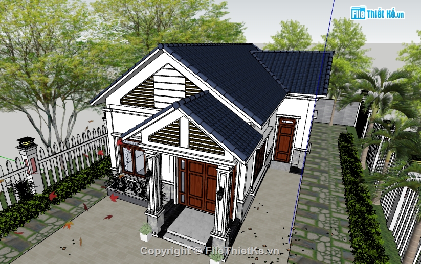 sketchup nhà cấp 4,su biệt thự vườn 1 tầng,su biệt thự vườn,Su Nhà cấp 4