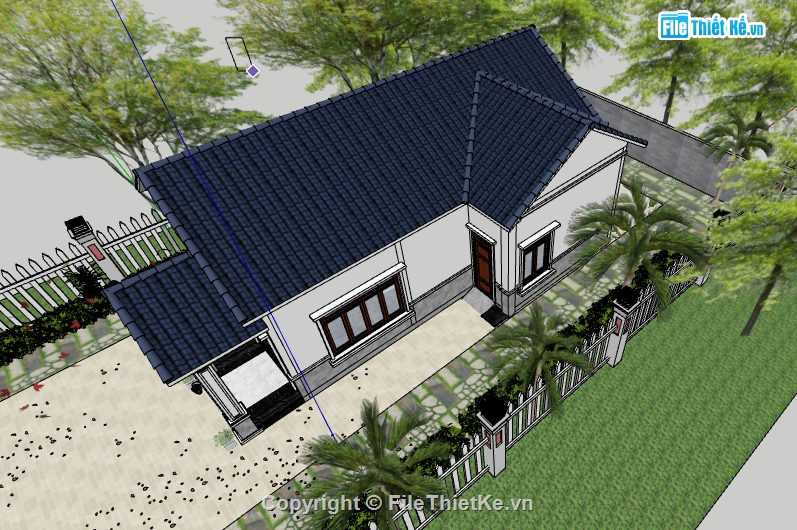 sketchup nhà cấp 4,su biệt thự vườn 1 tầng,su biệt thự vườn,Su Nhà cấp 4