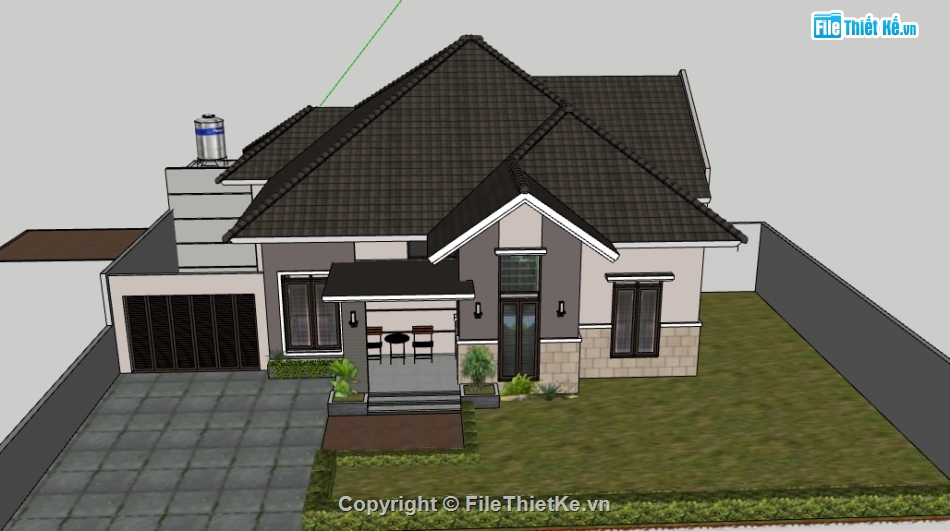 su nhà cấp 4,File su nhà cấp 4 mái thái,sketchup nhà cấp 4,file sketchup nhà cấp 4